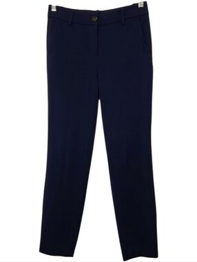 J. Crew Women’s Navy Blue Ankle Cropped Pants Sz 0 Slim Straight Minimalist Work